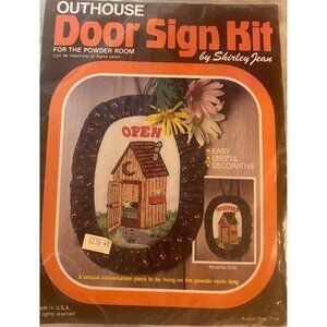 Vintage Outhouse Powder Room Door Sign Kit Shirley Jean Bathroom Double Sided
